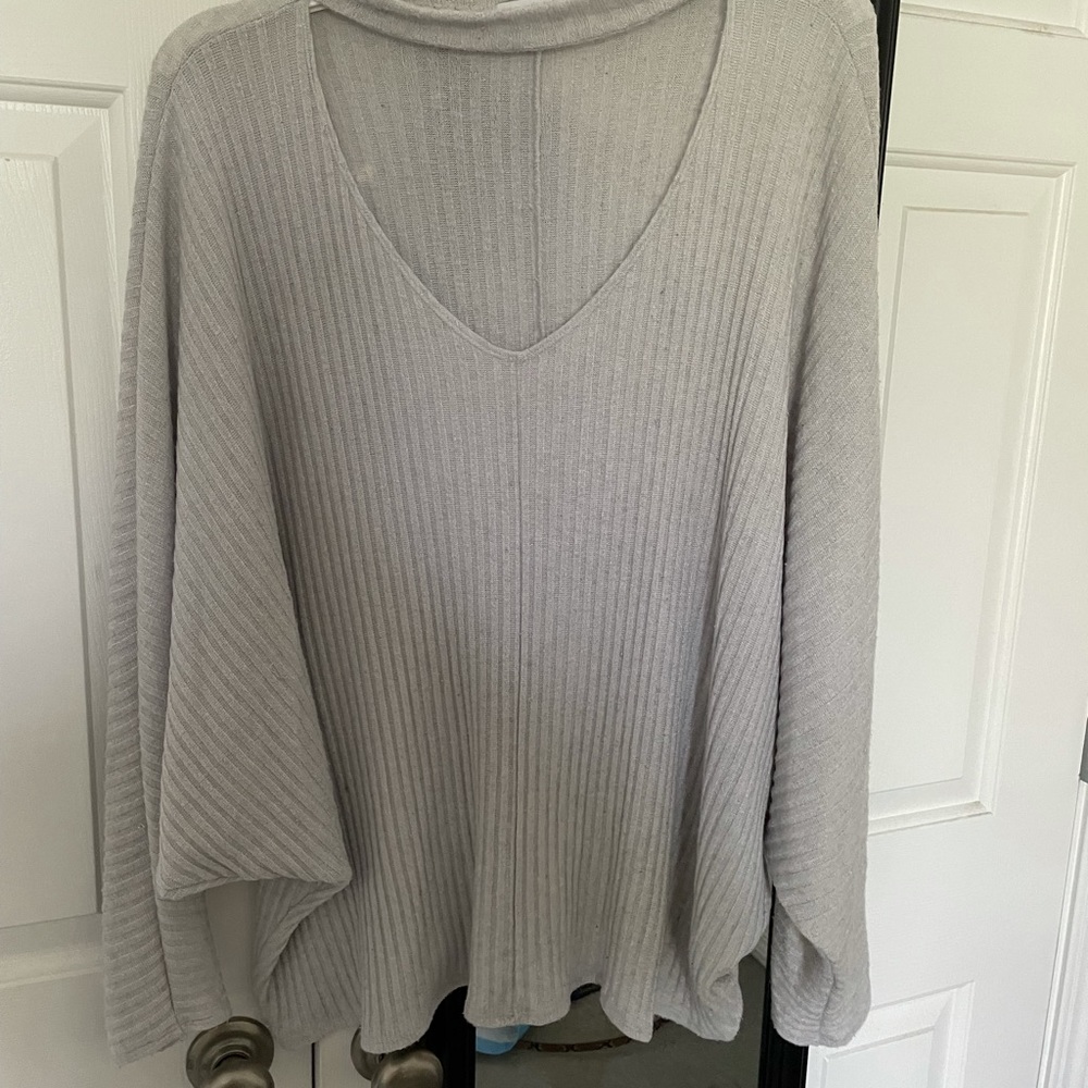 Grey v neck with choker sweater